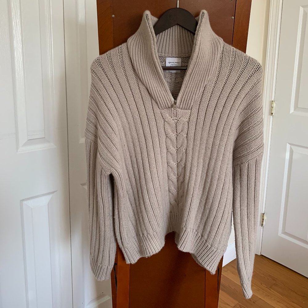 Half Zip Sweater - Light Grey